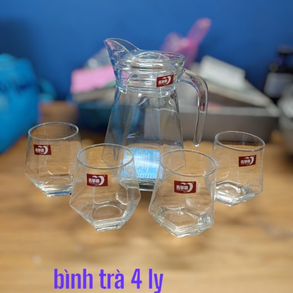 bộ bình trà 4 ly trắng