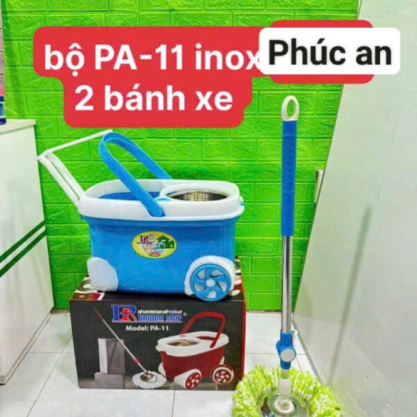 cây lau phúc an 11 inox 2 bánh xe